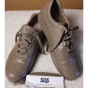 SAS Free Time Mocha Leather Comfort Walking Shoes Size 10N Excellent Condition